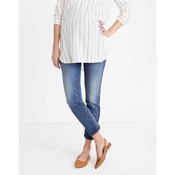 Madewell Maternity Over-the-Belly Stovepipe Straight Jeans in Chancery Wash-28 - Picture 2 of 7